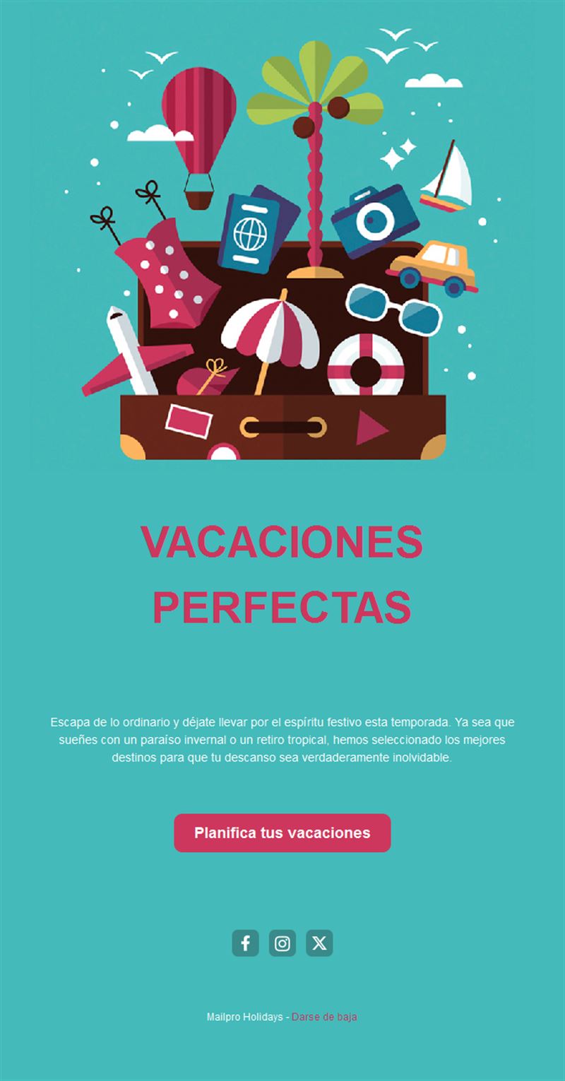 Email de agencia de viajes para vacaciones