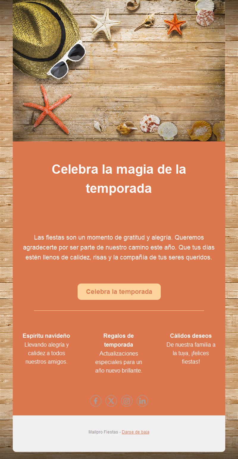 Email de felicitación de temporada a clientes
