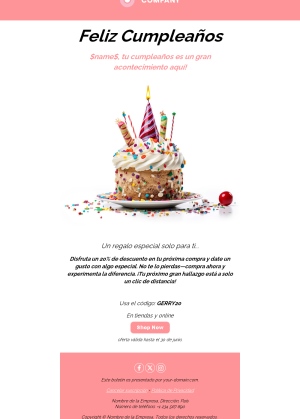 Plantilla de Email de Cumpleaños Personalizada