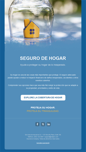Email azul de seguro de hogar