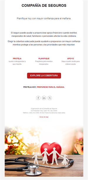 Email de seguro de salud y familia