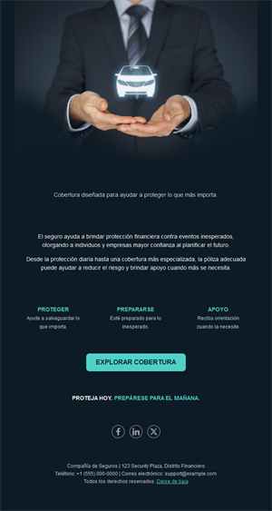 Email oscuro de seguro de coche