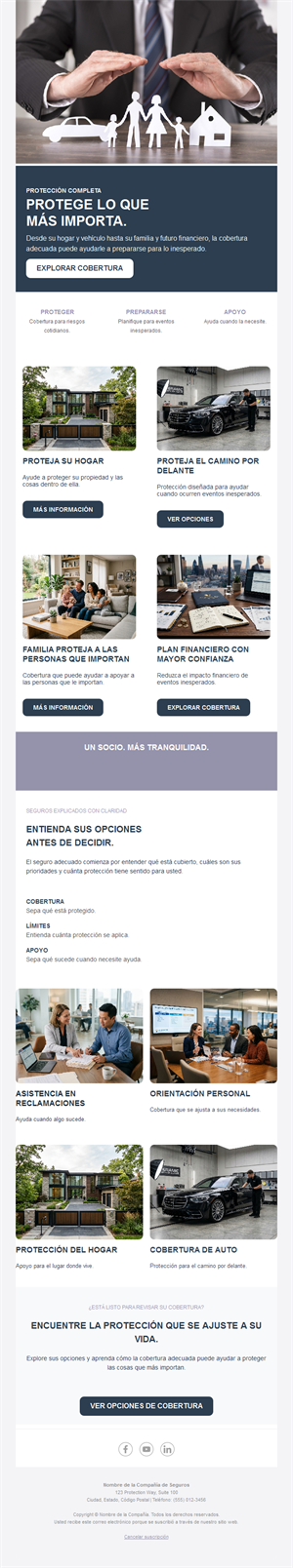 Newsletter de cobertura de seguros completa