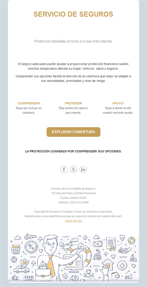 Email de servicio de seguros con ilustración