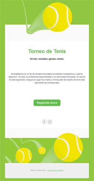 Email verde lima de torneo de tenis