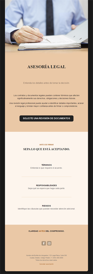 Email de revisión de contratos