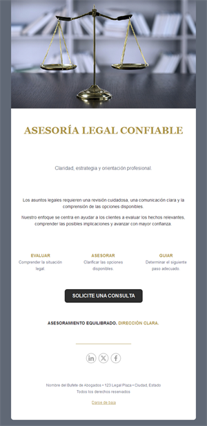 Email de asesoría jurídica de confianza