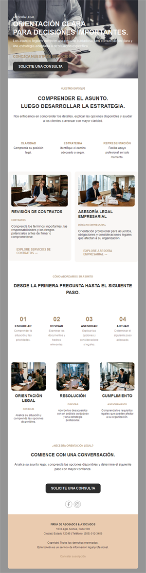Newsletter de servicios jurídicos con proceso