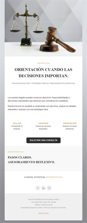 Email de consulta para despacho de abogados