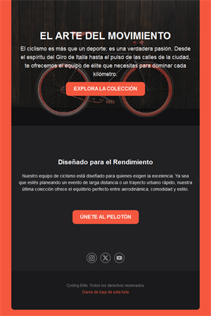 Email de colección de material ciclista