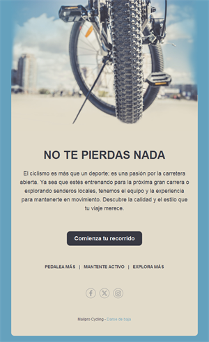 Plantilla sencilla de newsletter de ciclismo