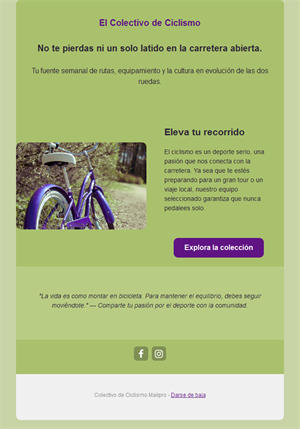Plantilla de newsletter semanal de ciclismo
