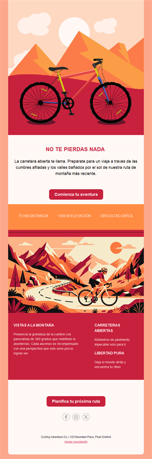 Email ilustrado de aventura en bici de montaña