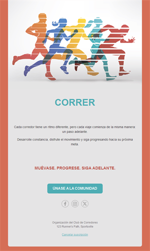 Email colorido de club de running