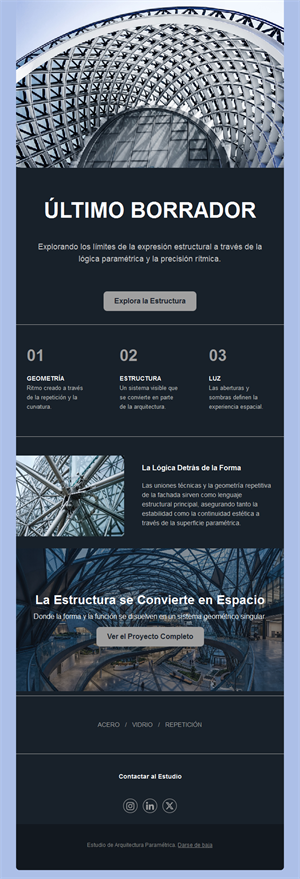 Newsletter de proyecto de arquitectura paramétrica