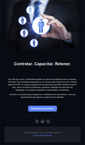 Email de servicios de RR. HH. para empresas