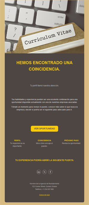 Email de reclutamiento con CV compatible