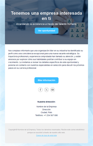 Email de reclutador con oferta de empleo