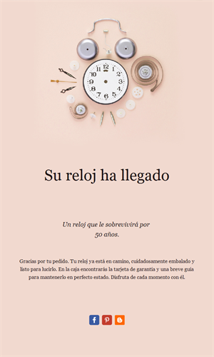 Email pastel de llegada de reloj