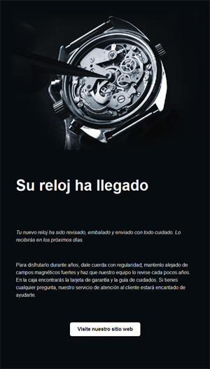 Email negro de reloj recién llegado