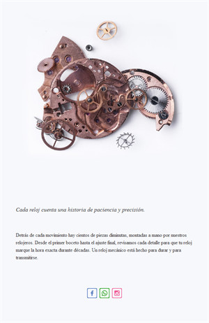 Email editorial de mecanismos de relojería