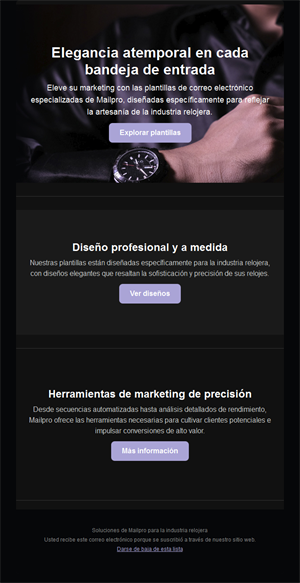 Email oscuro para marcas de relojes
