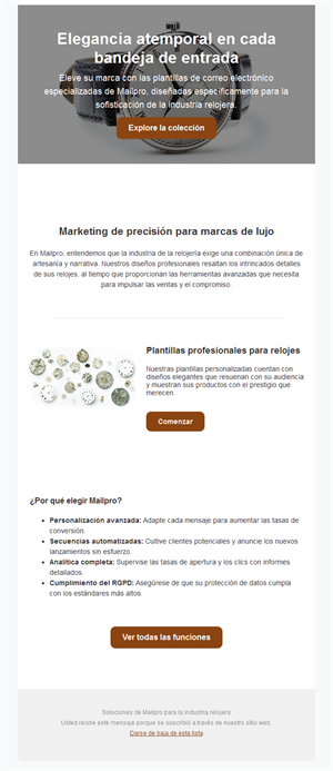 Email de marketing para marcas de relojes