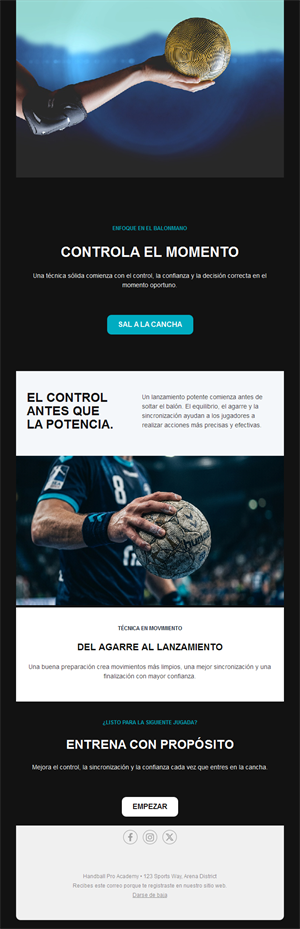 Email de técnica de balonmano