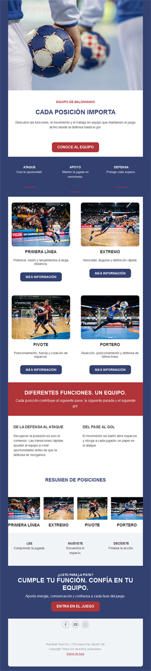 Newsletter de posiciones de balonmano