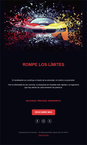 Email de carreras de superdeportivos