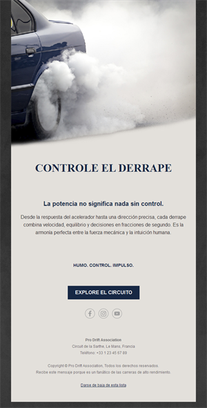 Email de evento de drift