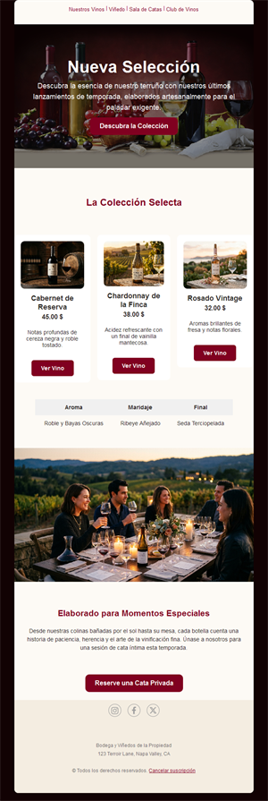 Email de colección de vinos seleccionados