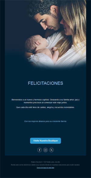 Email azul marino de boutique infantil