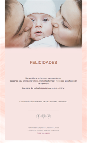 Email melocotón de felicitación por el bebé