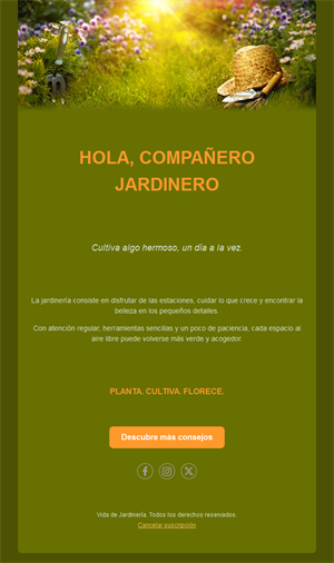 Email verde oliva para amantes del jardín