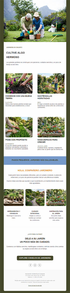 Newsletter de jardinería comunitaria