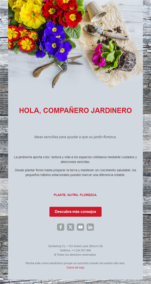 Email de plantación de flores