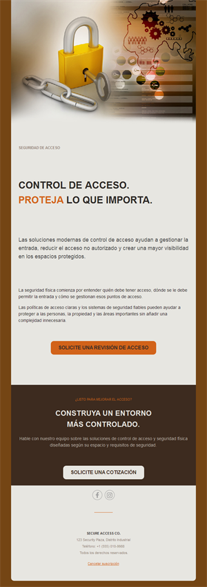 Email de control de accesos con candado