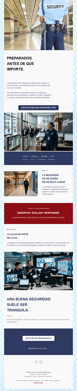 Newsletter de servicios de vigilantes