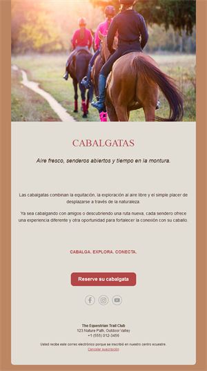 Email de rutas a caballo