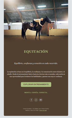 Email de entrenamiento en picadero
