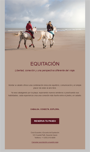 Email de paseo a caballo por la playa