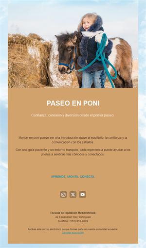 Email de clases de poni para niños