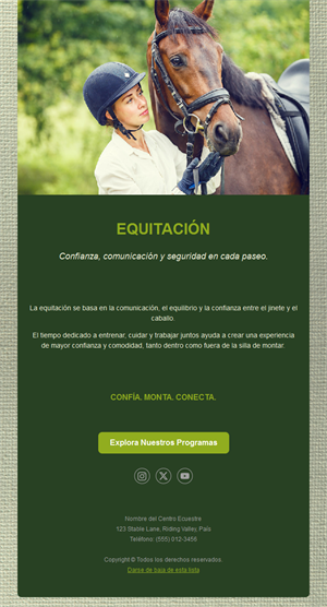 Email de programas de escuela de equitación