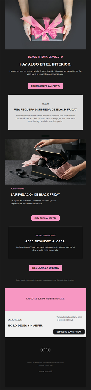 Email de oferta sorpresa Black Friday
