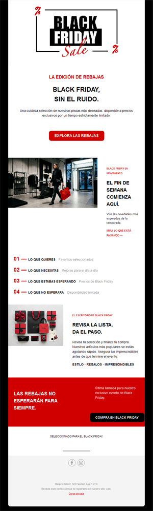Email editorial de rebajas Black Friday