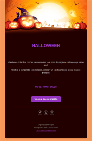 Plantilla de email de Halloween con calabazas