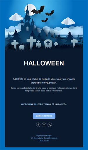 Newsletter de Halloween con castillo encantado