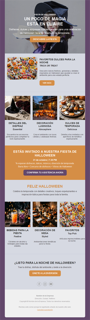 Invitación a fiesta de Halloween con confirmación
