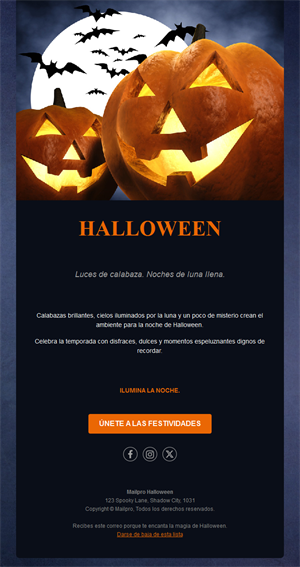 Email de Halloween con calabazas clásicas